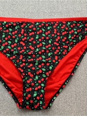 NWOT Wild Fable 2XL Cherry Print Bikini Bottoms with Red Trim
